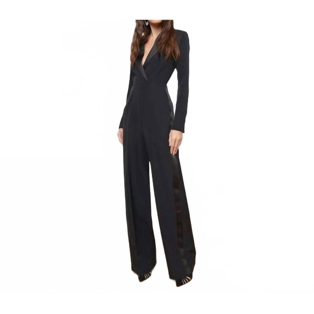 NEW L'AGENCE bora tux jumpsuit in black